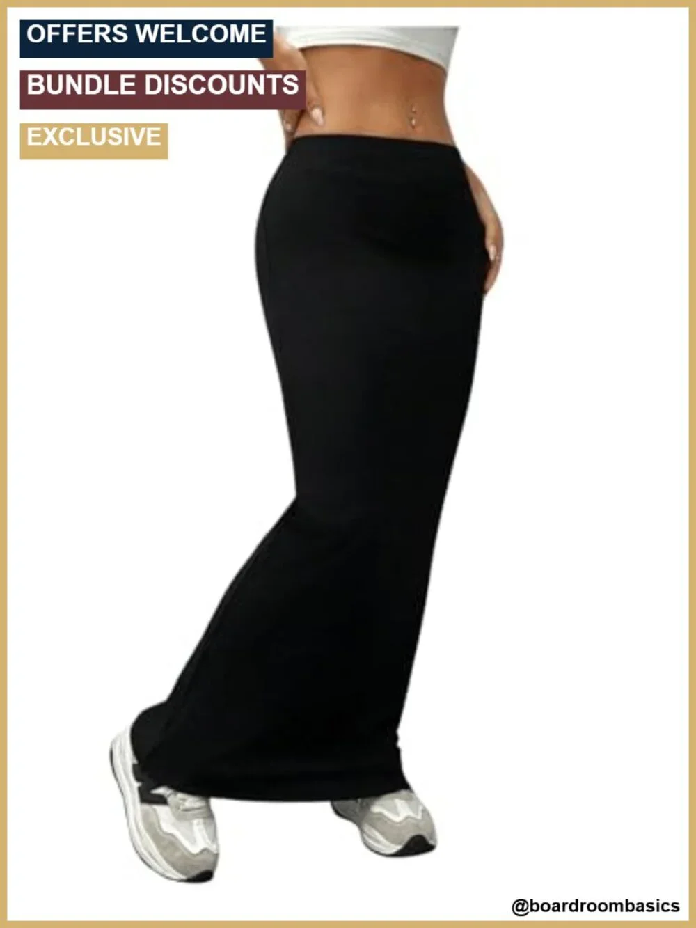 High Waisted Elastic Waist Pencil Maxi Skirt